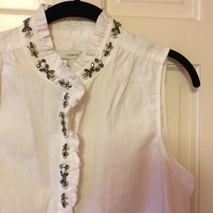 J. Crew Button Up Blouse with Jeweled Detail
